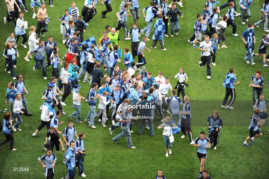 20 July 2008; Dublin supporters celebrate on the pitch after the game. GAA Football Leinster Senior Championship Final, Dublin v Wexford, Croke Park, Dublin. Picture credit: Ray McManus / SPORTSFILE