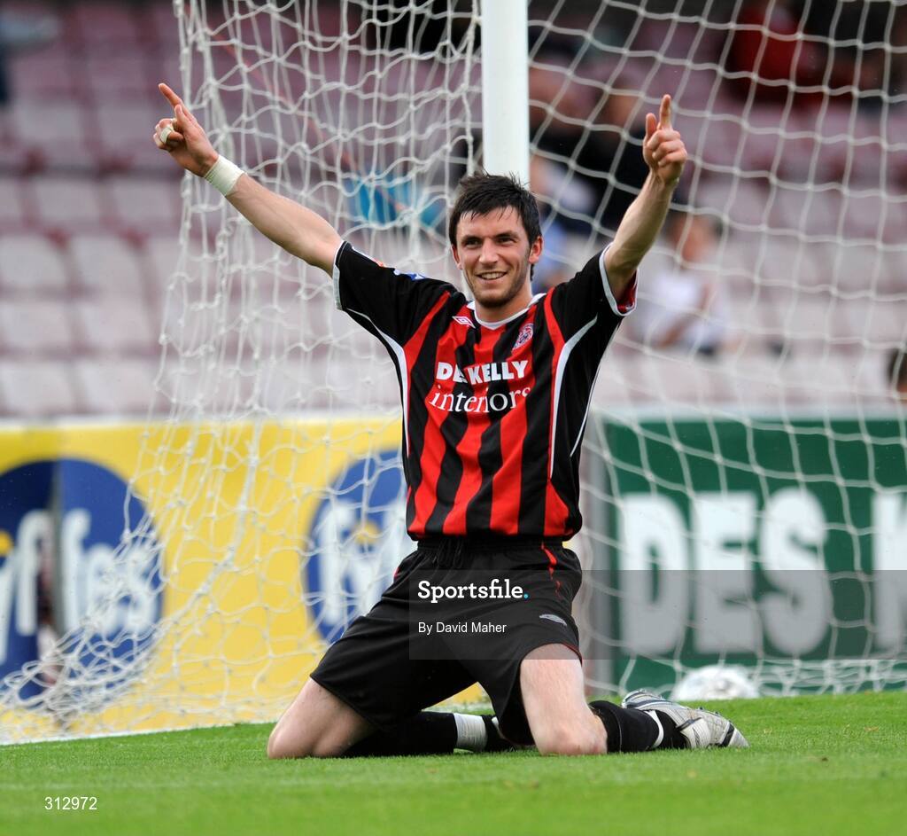 25 July 2008; Killian Brennan, Bohemians, celebrates after scoring his side's second goal. eircom league Premier Division, Bohemians v UCD, Dalymount Park, Dublin. Picture credit: David Maher / SPORTSFILE