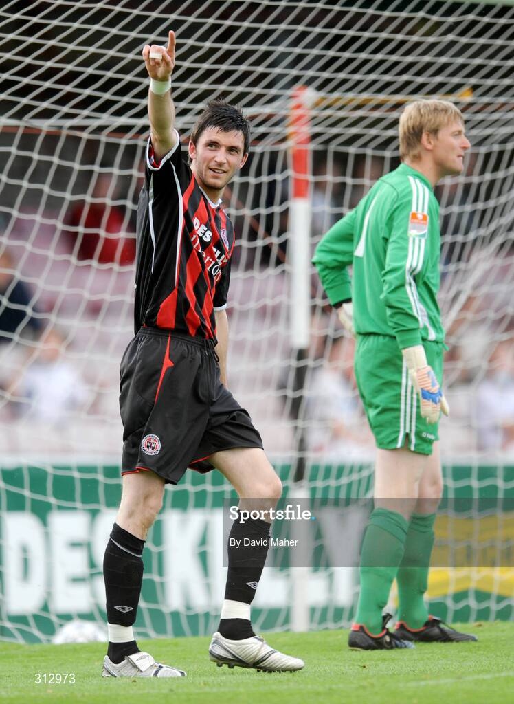 25 July 2008; Killian Brennan, Bohemians, celebrates after scoring his side's second goal. eircom league Premier Division, Bohemians v UCD, Dalymount Park, Dublin. Picture credit: David Maher / SPORTSFILE