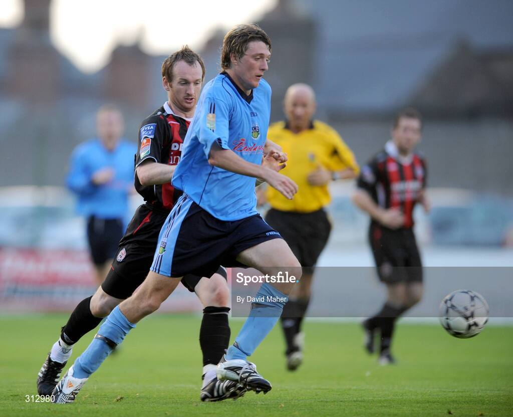 25 July 2008; Shane McFaul, UCD, in action against Stephen McDonnell, Bohemians. eircom league Premier Division, Bohemians v UCD, Dalymount Park, Dublin. Picture credit: David Maher / SPORTSFILE