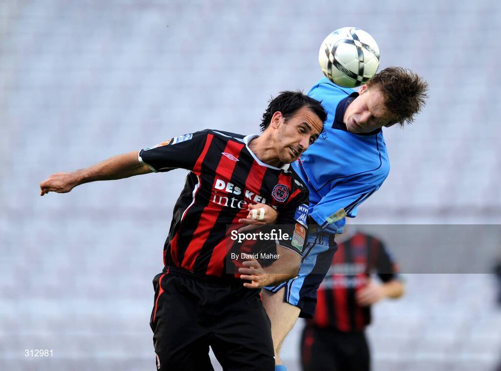 25 July 2008; Neale Fenn, Bohemians, in action against Evan McMillian, UCD. eircom league Premier Division, Bohemians v UCD, Dalymount Park, Dublin. Picture credit: David Maher / SPORTSFILE