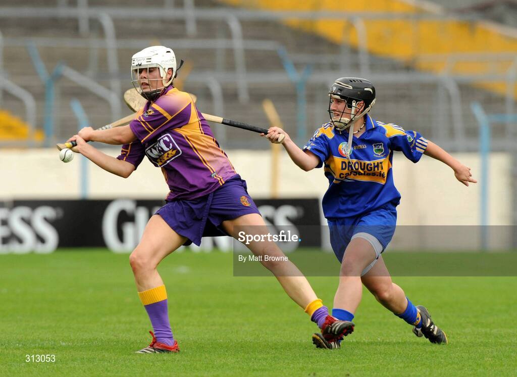 26 July 2008; Mary Leacy, Wexford, in action against Jil Horan, Tipperary. Gala All-Ireland Senior Camogie Championship, Tipperary v Wexford, Semple Stadium, Thurles, Co. Tipperary. Picture credit: Matt Browne / SPORTSFILE