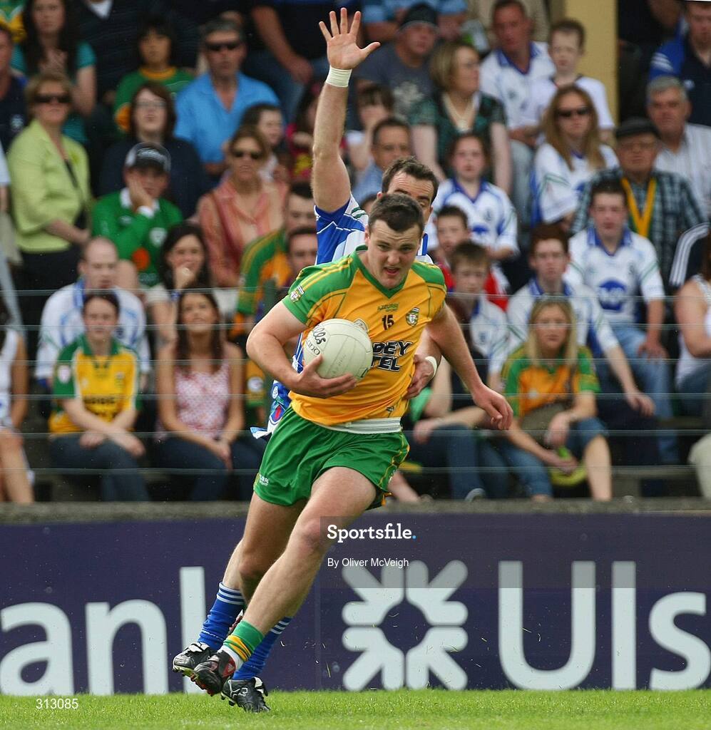 24 July 2008; Michael Murphy, Donegal, in action against John Paul Mone, Monaghan. GAA Football All-Ireland Senior Championship Qualifier, Round 2, Donegal v Monaghan, Ballybofey, Co. Donegal. Picture credit: Oliver McVeigh / SPORTSFILE