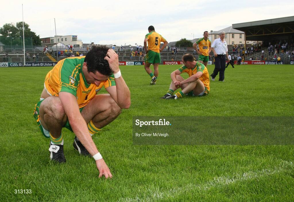 24 July 2008; A dejected Rory Kavanagh, Donegal, at the end off the game. GAA Football All-Ireland Senior Championship Qualifier - Round 2, Donegal v Monaghan, Ballybofey, Co. Donegal. Picture credit: Oliver McVeigh / SPORTSFILE