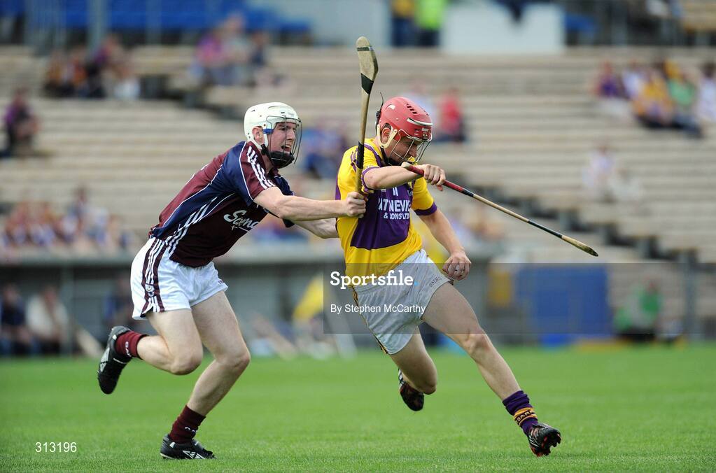 27 July 2008; Paul Morris, Wexford, in action against Niall Donoghue, Galway. ESB GAA Hurling All Ireland Minor Championship Quarter-Final, Wexford v Galway, Semple Stadium, Thurles, Co. Tipperary. Picture credit: Stephen McCarthy / SPORTSFILE