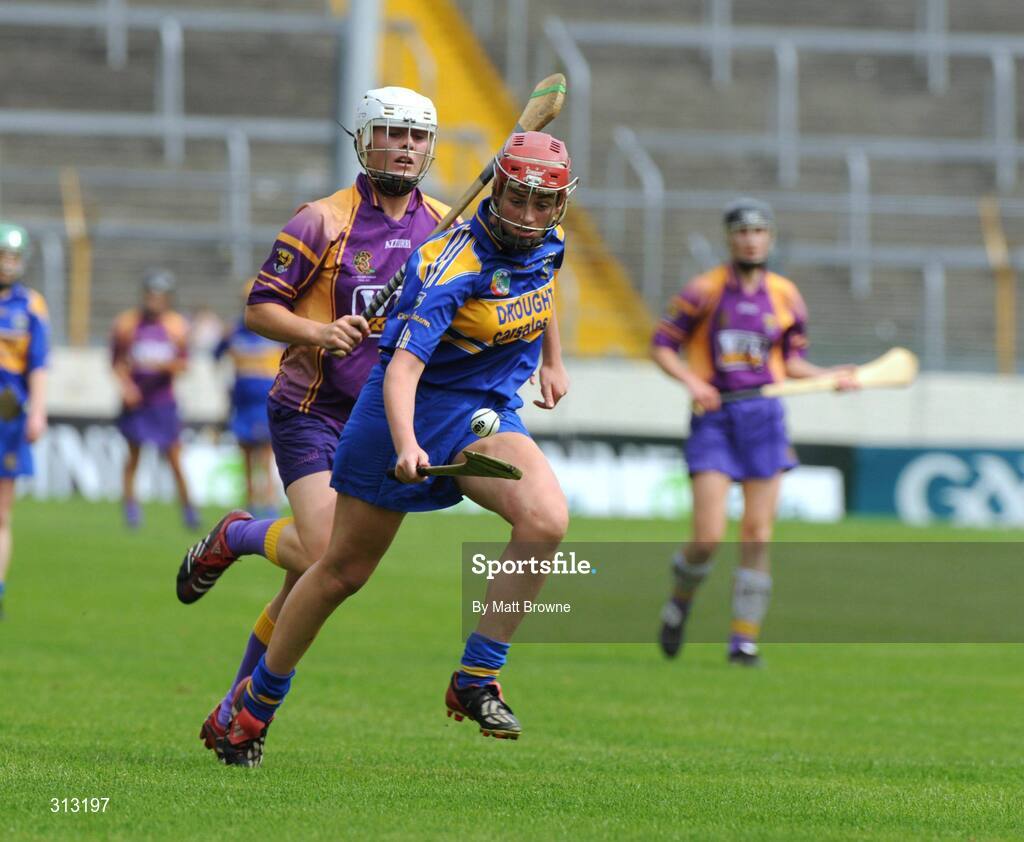26 July 2008; Cora Hennessy, Tipperary, in action against Mary Leacy, Wexford. Gala All-Ireland Senior Camogie Championship, Tipperary v Wexford, Semple Stadium, Thurles, Co. Tipperary. Picture credit: Matt Browne / SPORTSFILE