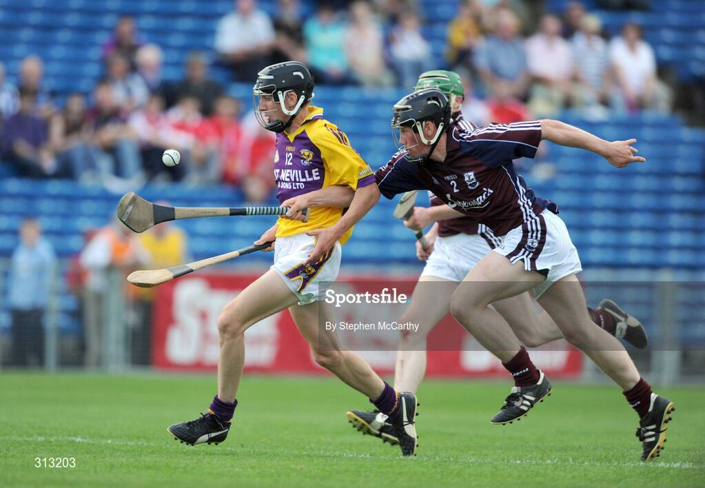 27 July 2008; Liam Óg McGovern, Wexford, in action against Declan Connolly, Galway. ESB GAA Hurling All Ireland Minor Championship Quarter-Final, Wexford v Galway, Semple Stadium, Thurles, Co. Tipperary. Picture credit: Stephen McCarthy / SPORTSFILE