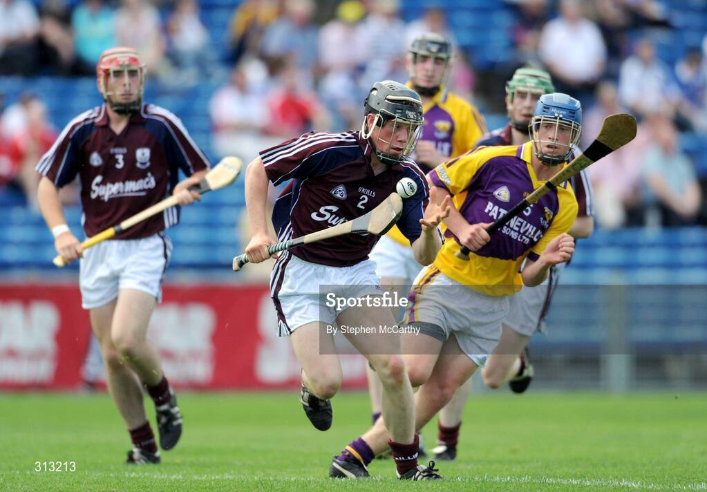 27 July 2008; Declan Connolly, Galway, in action against Cathal Clince, Wexford. ESB GAA Hurling All Ireland Minor Championship Quarter-Final, Wexford v Galway, Semple Stadium, Thurles, Co. Tipperary. Picture credit: Stephen McCarthy / SPORTSFILE