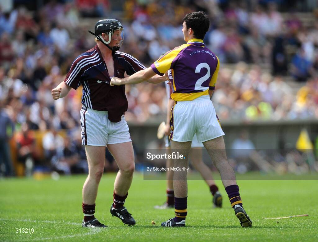 27 July 2008; Luke Madden, Galway, and Eoin Moore, Wexford, tussle for the ball. ESB GAA Hurling All Ireland Minor Championship Quarter-Final, Wexford v Galway, Semple Stadium, Thurles, Co. Tipperary. Picture credit: Stephen McCarthy / SPORTSFILE
