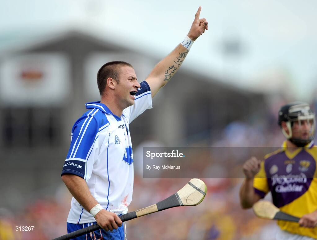 27 July 2008; Dan Shanahan celebrates a late point for Waterford. GAA Hurling All-Ireland Senior Championship Quarter-Final, Wexford v Waterford, Semple Stadium, Thurles, Co. Tipperary. Picture credit: Ray McManus / SPORTSFILE