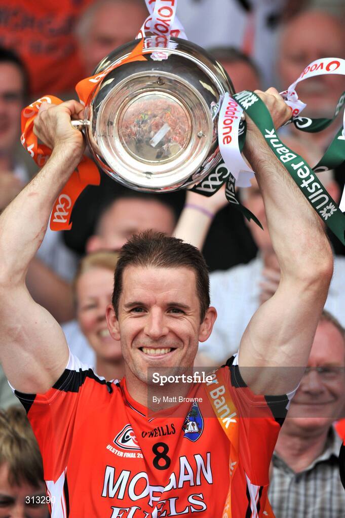 27 July 2008; Armagh captain Paul McGrane lifts the cup. GAA Football Ulster Senior Championship Final, Armagh v Fermanagh, St Tighearnach's Park, Clones, Co. Monaghan. Picture credit: Matt Browne / SPORTSFILE