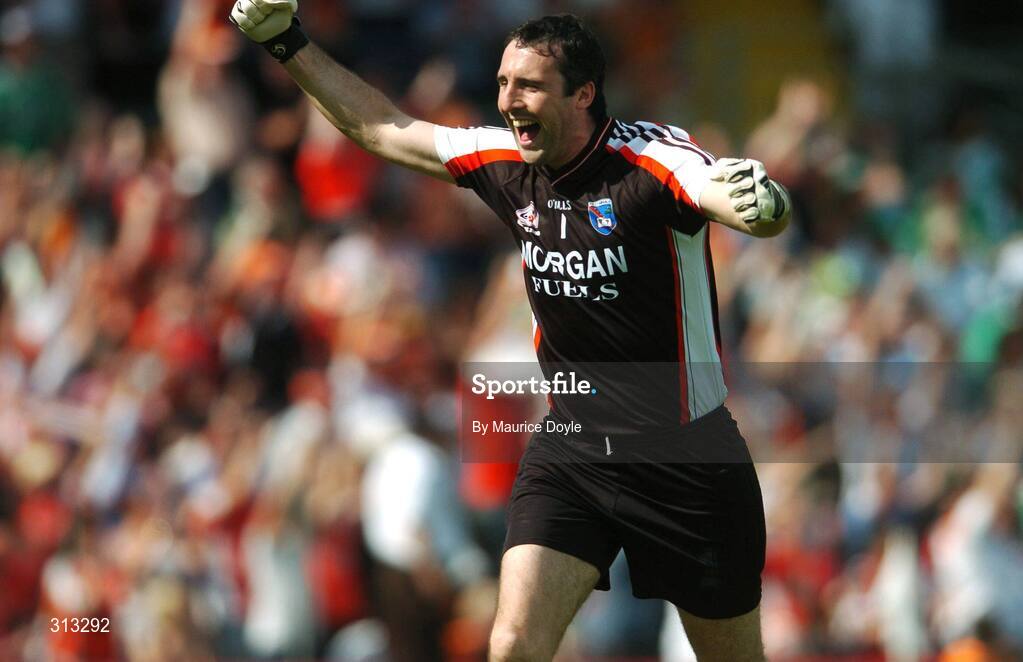 27 July 2008; Armagh goalkeeper Paul Hearty celebrates at the final whistle. GAA Football Ulster Senior Championship Final, Armagh v Fermanagh, St Tighearnach's Park, Clones, Co. Monaghan. Picture credit: Maurice Doyle / SPORTSFILE