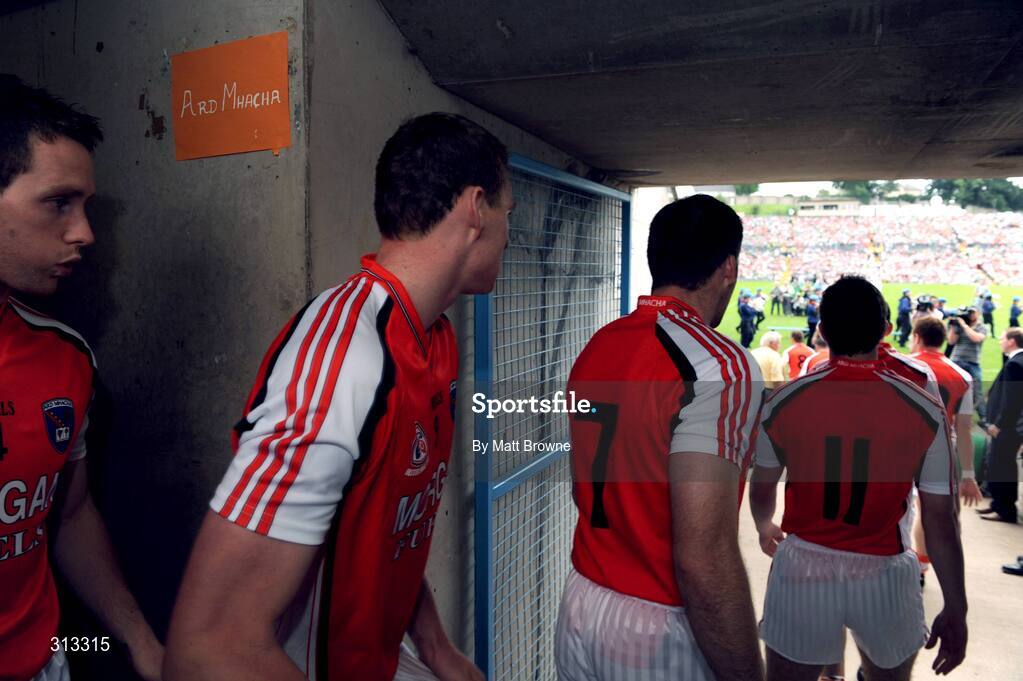 27 July 2008; The Armagh players make their way onto the field for the start of the game. GAA Football Ulster Senior Championship Final, Armagh v Fermanagh, St Tighearnach's Park, Clones, Co. Monaghan. Picture credit: Matt Browne / SPORTSFILE
