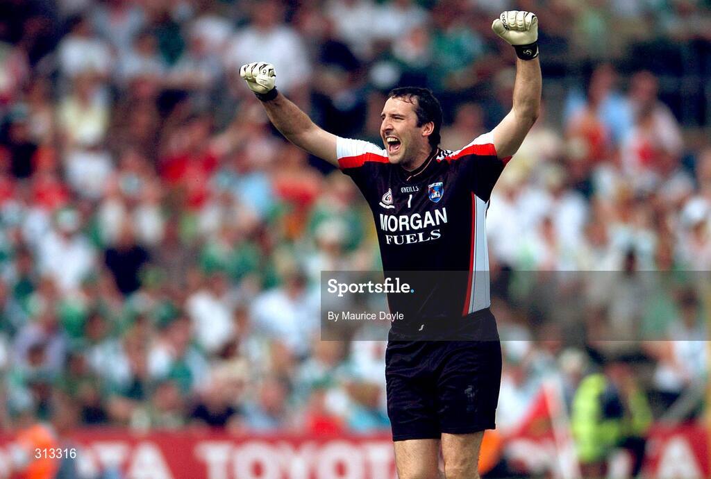 27 July 2008; Armagh goalkeeper Paul Hearty celebrates at the final whistle. GAA Football Ulster Senior Championship Final, Armagh v Fermanagh, St Tighearnach's Park, Clones, Co. Monaghan. Picture credit: Maurice Doyle / SPORTSFILE