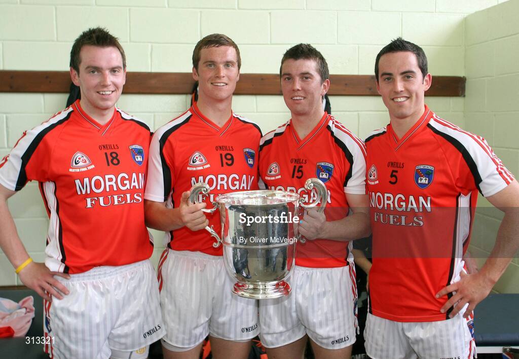 27 July 2008; Armagh's four Kernan brothers, Tony, Paul, Stephen, and Aaron, after the game. GAA Football Ulster Senior Championship Final replay, Armagh v Fermanagh, St Tighearnach's Park, Clones, Co. Monaghan. Picture credit: Oliver McVeigh / SPORTSFILE *** Local Caption *** S0807107 Armagh v Fermanagh OMcV