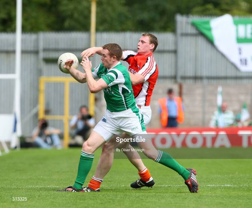 27 July 2008; Mark Murphy, Fermanagh, in action against Kieran Toner, Armagh. GAA Football Ulster Senior Championship Final replay, Armagh v Fermanagh, St Tighearnach's Park, Clones, Co. Monaghan. Picture credit: Oliver McVeigh / SPORTSFILE *** Local Caption *** S0807107 Armagh v Fermanagh OMcV