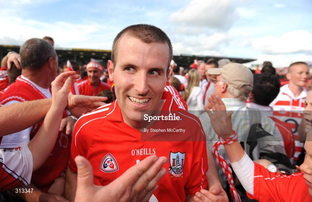 27 July 2008; Cork's Ben O'Connor is congratulated by supporters after the match. GAA Hurling All-Ireland Senior Championship Quarter-Final, Clare v Cork, Semple Stadium, Thurles, Co. Tipperary. Picture credit: Stephen McCarthy / SPORTSFILE