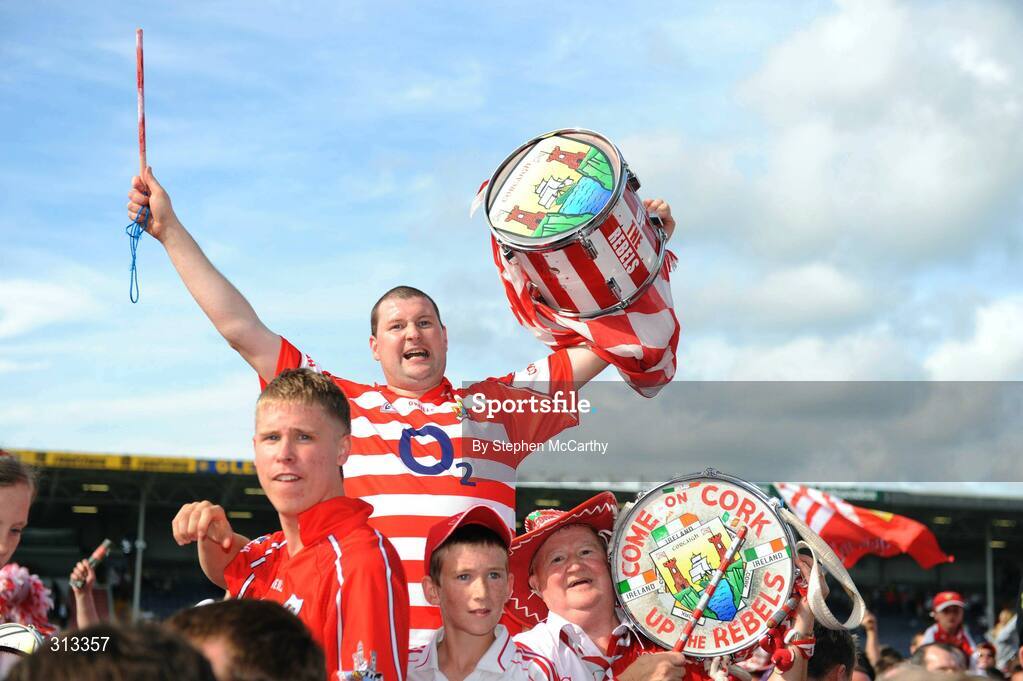 27 July 2008; Cork supporters celebrate their side's victory. GAA Hurling All-Ireland Senior Championship Quarter-Final, Clare v Cork, Semple Stadium, Thurles, Co. Tipperary. Picture credit: Stephen McCarthy / SPORTSFILE
