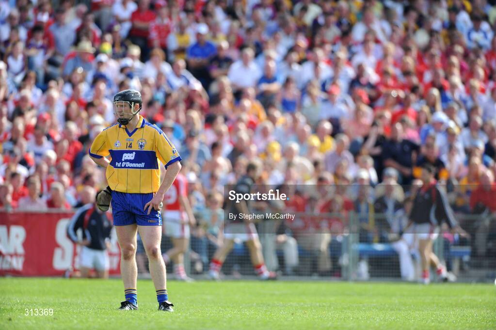 27 July 2008; A dejected Niall Gilligan, Clare, during the final moments of the game. GAA Hurling All-Ireland Senior Championship Quarter-Final, Clare v Cork, Semple Stadium, Thurles, Co. Tipperary. Picture credit: Stephen McCarthy / SPORTSFILE