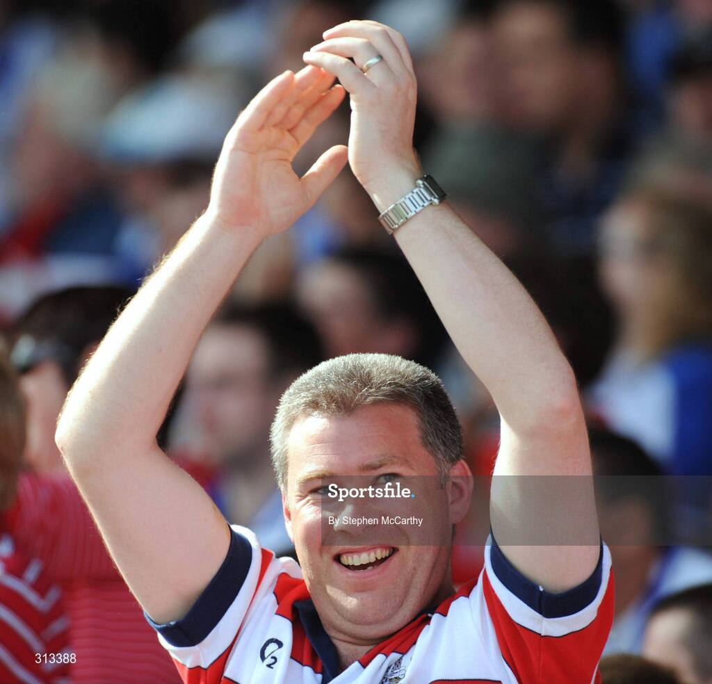 27 July 2008; A Cork supporter celebrates his side's second goal. GAA Hurling All-Ireland Senior Championship Quarter-Final, Clare v Cork, Semple Stadium, Thurles, Co. Tipperary. Picture credit: Stephen McCarthy / SPORTSFILE