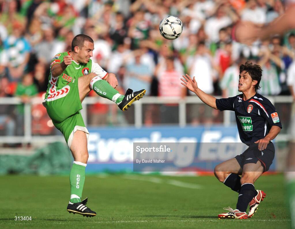 27 July 2008; Neal Horgan, Cork City, in action against Ryan Guy, St Patrick's Athletic. eircom League Premier Division, Cork City v St Patrick's Athletic, Turners Cross, Cork. Picture credit: David Maher / SPORTSFILE