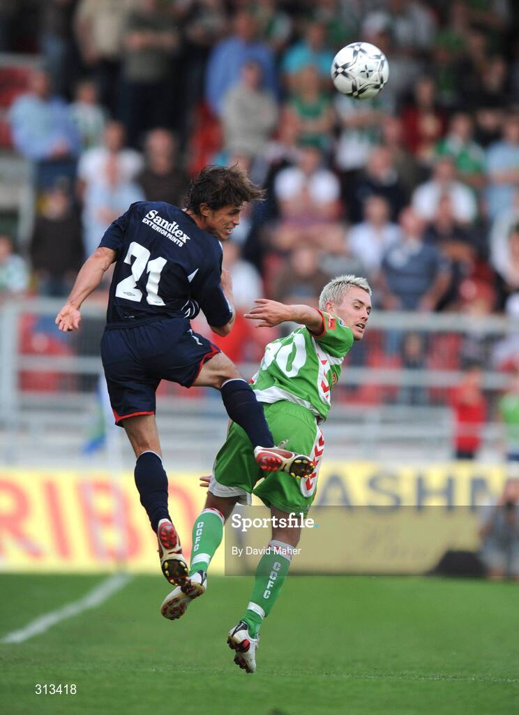 27 July 2008; Ryan Guy, St Patrick's Athletic, in action against Liam Kearney ,Cork City. eircom League Premier Division, Cork City v St Patrick's Athletic, Turners Cross, Cork. Picture credit: David Maher / SPORTSFILE