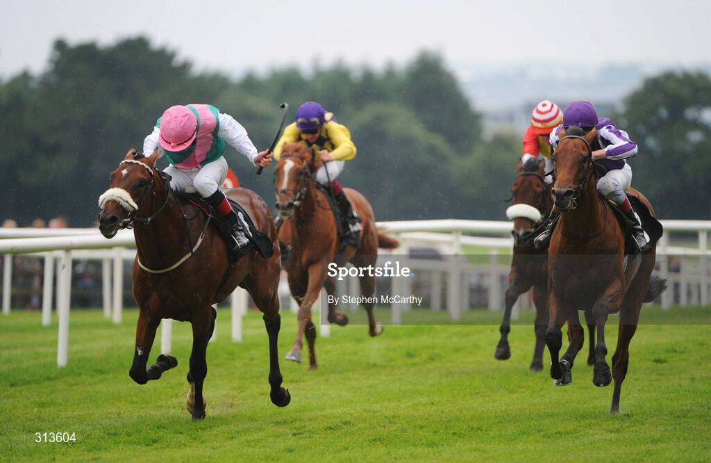 28 July 2008; Broad Meaning, with Pat Smullen up, right, on their way to winning the Access Equipment EBF Maiden Stakes, from eventual second Drumbeat, with Johnny Murtagh up, right. Galway Racing Fesitval - Monday, Ballybrit, Galway. Picture credit: Stephen McCarthy / SPORTSFILE