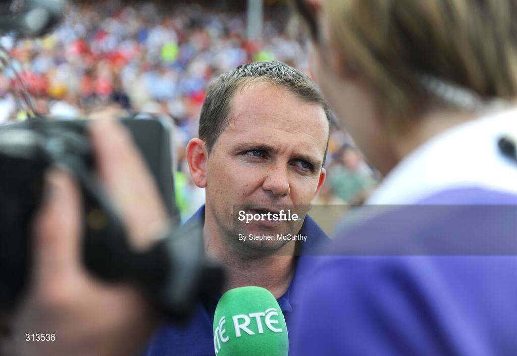 27 July 2008; Waterford manager Davy Fitzgerald is interviewed for television after his side's victory over Wexford. GAA Hurling All-Ireland Senior Championship Quarter-Final, Wexford v Waterford, Semple Stadium, Thurles, Co. Tipperary. Picture credit: Stephen McCarthy / SPORTSFILE