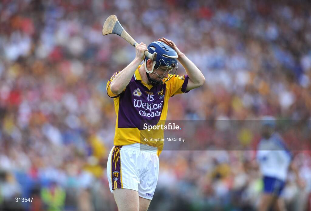 27 July 2008; Rory Jacob, Wexford, holds his head after missing a scoring opportunity late in the game. GAA Hurling All-Ireland Senior Championship Quarter-Final, Wexford v Waterford, Semple Stadium, Thurles, Co. Tipperary. Picture credit: Stephen McCarthy / SPORTSFILE