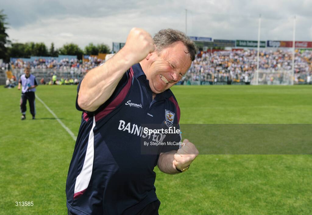 27 July 2008; Galway manager Mattie Murphy celebrates after the match. ESB GAA Hurling All Ireland Minor Championship Quarter-Final, Wexford v Galway, Semple Stadium, Thurles, Co. Tipperary. Picture credit: Stephen McCarthy / SPORTSFILE