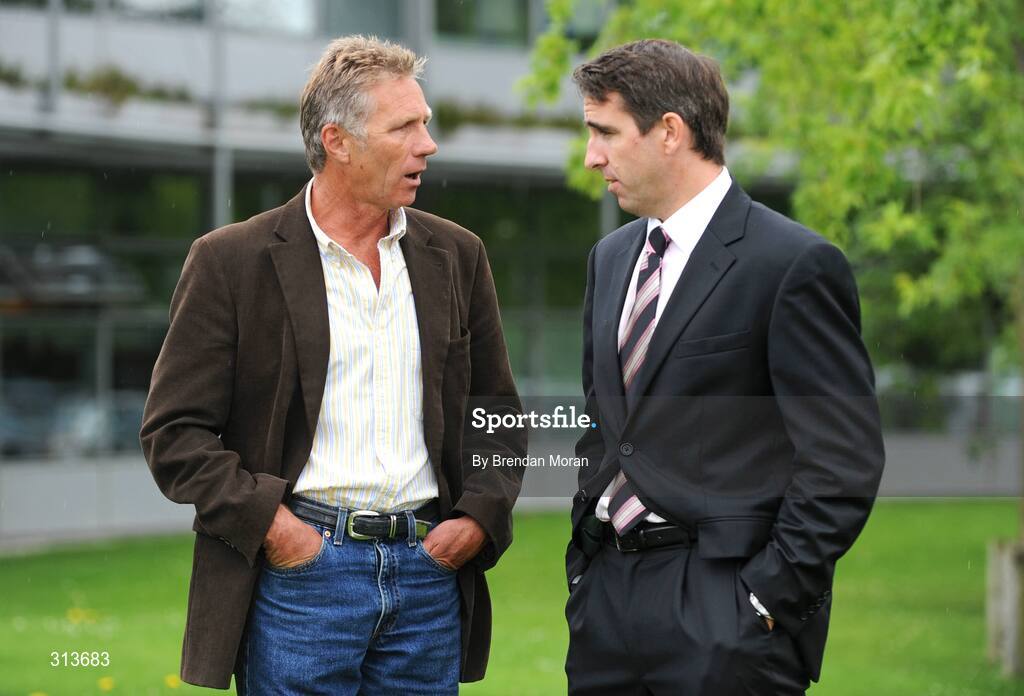 29 July 2008; Former athlete Eamonn Coghlan and former swimmer Gary O'Toole, who will be analysts for RTE, at the announcement of RTE's details of its coverage for the 2008 Beijing Olympics. RTE Television, Donnybrook, Dublin. Picture credit: Brendan Moran / SPORTSFILE
