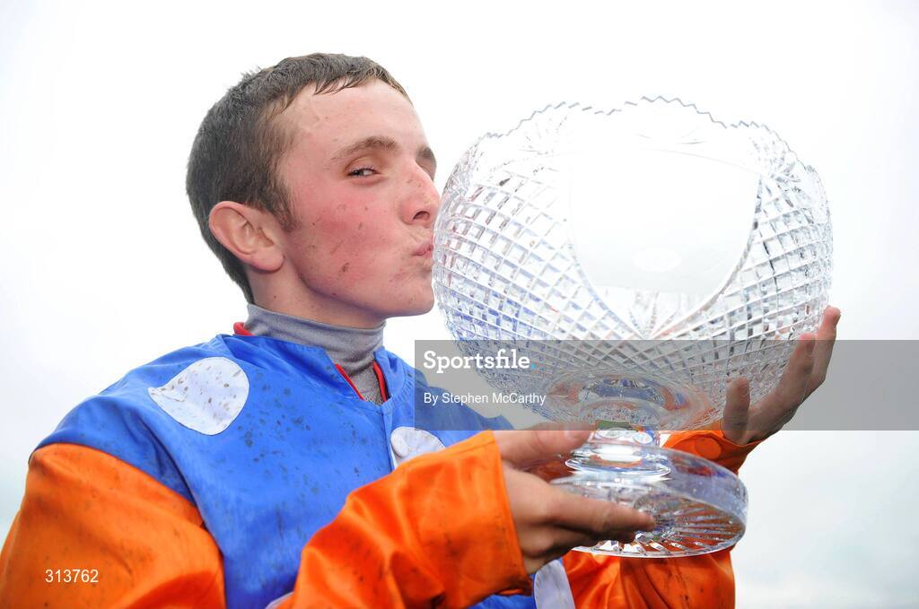 29 July 2008; Chris Hayes, celebrates with the cup after winning the Tote Galway Mile European Breeders Fund Handicap, onboard Celtic Dane. Galway Racing Festival - Tuesday, Ballybrit, Galway. Picture credit: Stephen McCarthy / SPORTSFILE