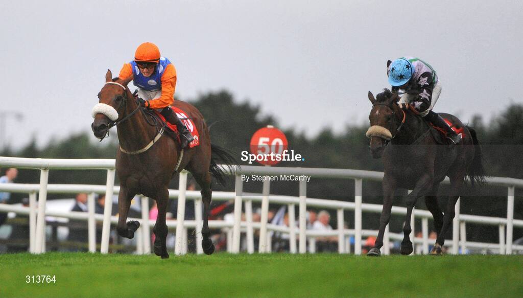 29 July 2008; Celtic Dane, left, with Chris Hayes up, races clear of eventual third Jalmira, with William Lee up, on their way to winning the Tote Galway Mile European Breeders Fund Handicap. Galway Racing Festival - Tuesday, Ballybrit, Galway. Picture credit: Stephen McCarthy / SPORTSFILE