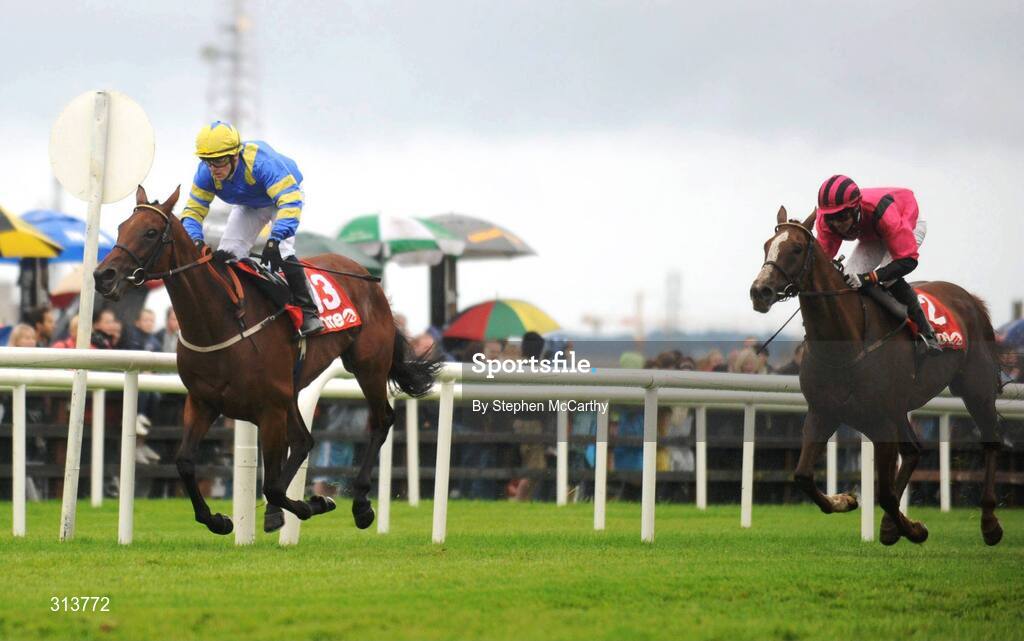 29 July 2008; My Valley, with Shane Gorey up, crosses the line ahead of eventual second Mountain Snow, with Paul Townend, on their way to winning the Tote Jackpot Handicap. Galway Racing Fesitval - Tuesday, Ballybrit, Galway. Picture credit: Stephen McCarthy / SPORTSFILE