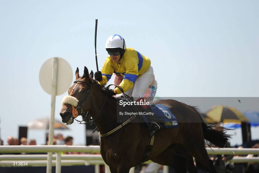 30 July 2008; Andrew Leigh celebrates after winning the William Hill In Ireland Novice Hurdle on Desert Abbey. Galway Racing Festival, Ballybrit, Galway. Picture credit: Stephen McCarthy / SPORTSFILE