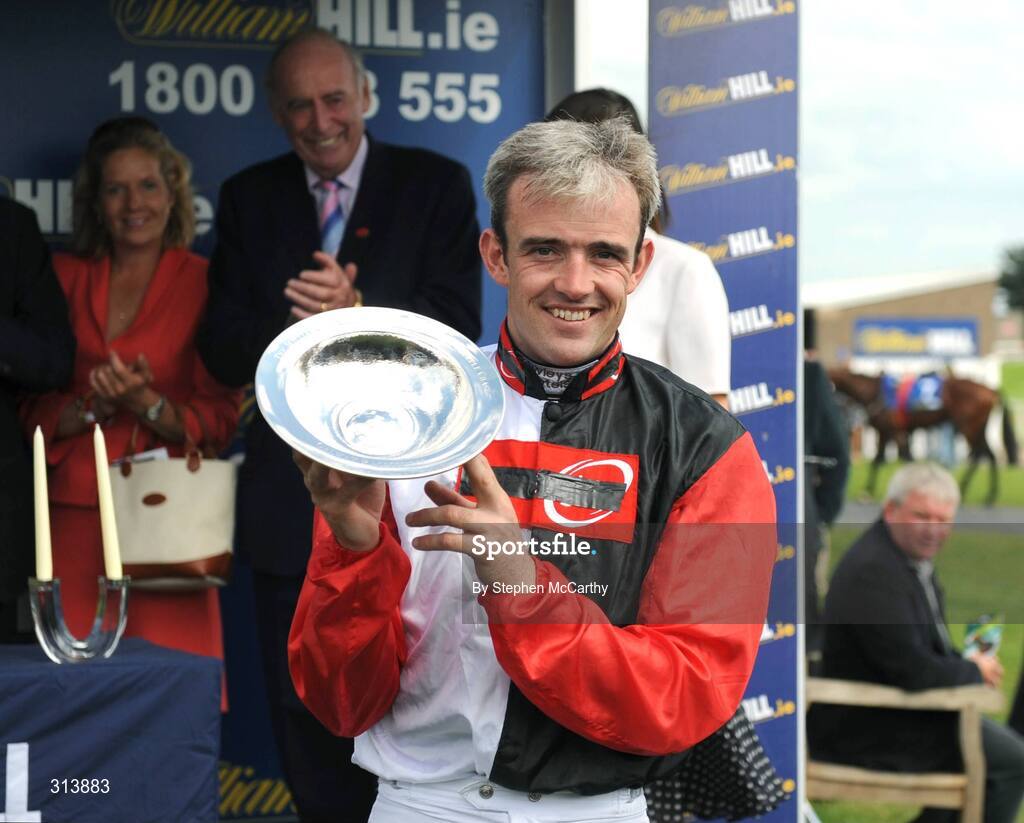 30 July 2008; Jockey Ruby Walsh celebrates with the William Hill Galway Plate after winning the race on Oslot. Galway Racing Festivaly, Ballybrit, Galway. Picture credit: Stephen McCarthy / SPORTSFILE