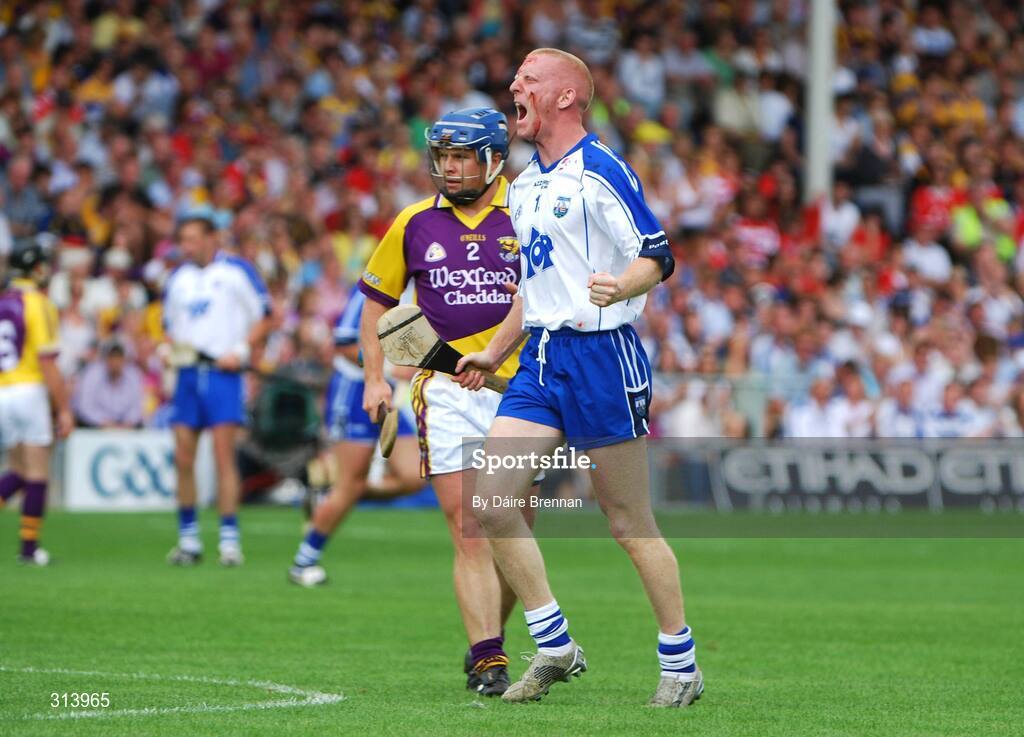 27 July 2008; John Mullane, Waterford, celebrates one of his side's scores late in the game. GAA Hurling All-Ireland Senior Championship Quarter-Final, Wexford v Waterford, Semple Stadium, Thurles, Co. Tipperary. Picture credit: Dáire Brennan / SPORTSFILE