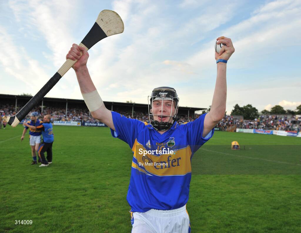 30 July 2008; Thomas McGrath, Tipperary, celebrates at the final whistle. Bord Gais Munster GAA Hurling U21 Championship Final - Clare v Tipperary. Cusack Park, Ennis, Co. Clare. Picture credit: Matt Browne / SPORTSFILE