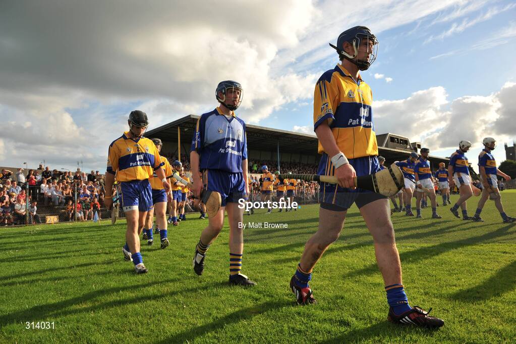 30 July 2008; Clare captain Conor Cooney leads his team during the parade. Bord Gais Munster GAA Hurling U21 Championship Final - Clare v Tipperary. Cusack Park, Ennis, Co. Clare. Picture credit: Matt Browne / SPORTSFILE