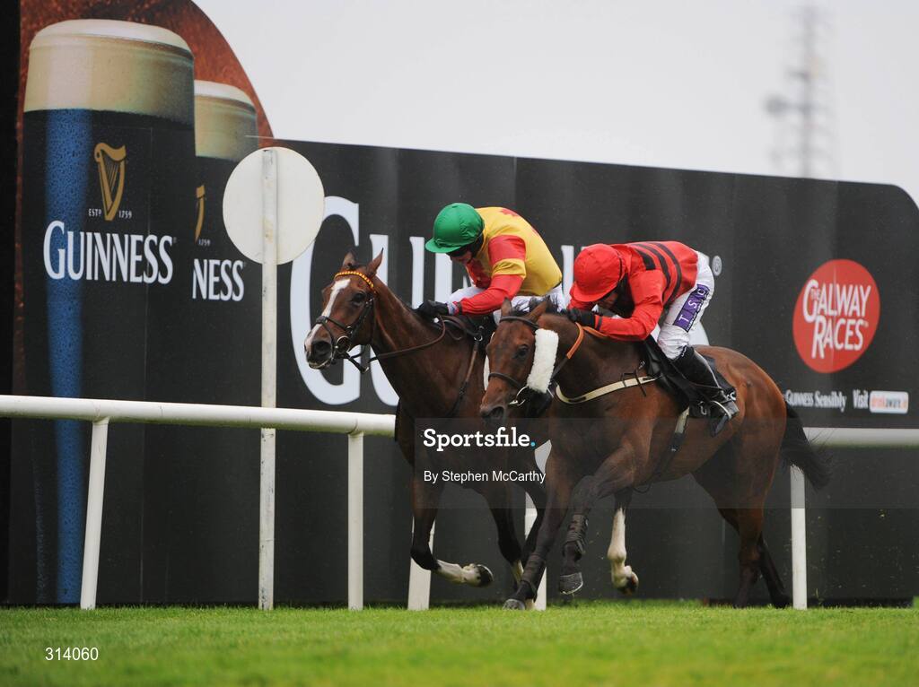 31 July 2008; Define, with Denis O'Regan up, right, on their way to winning the St. James's Gate Novice Hurdle from second place No Panic, with Tom O'Brien up. Galway Racing Festival - Thursday, Ballybrit, Co. Galway. Picture credit: Stephen McCarthy / SPORTSFILE