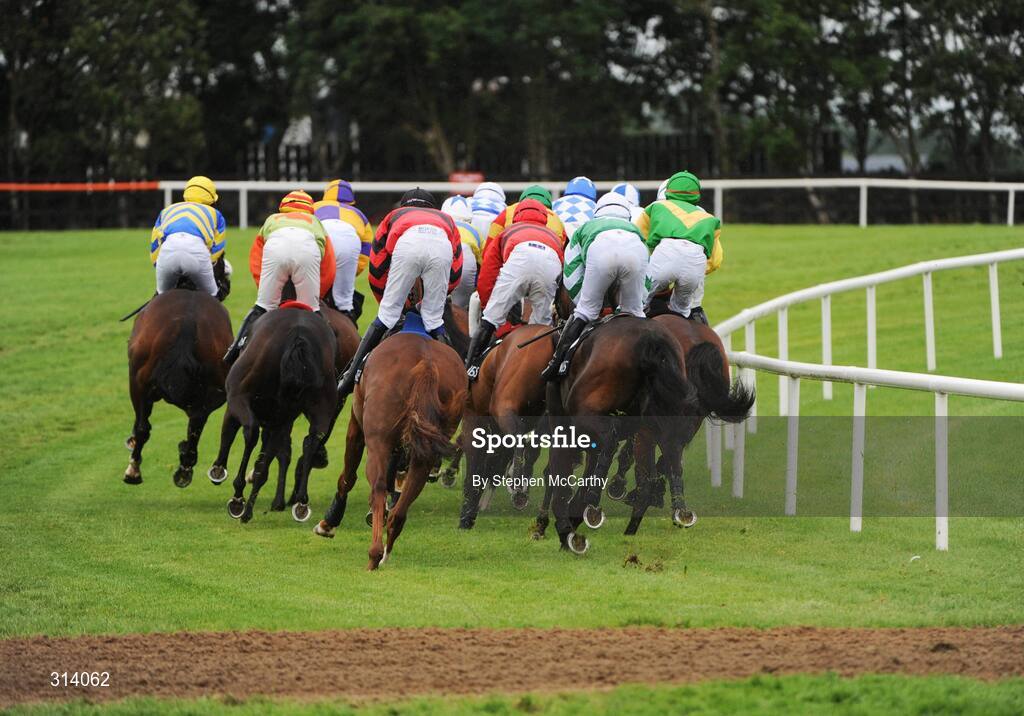 31 July 2008; A general view of the runners and riders during the St. James's Gate Novice Hurdle. Galway Racing Festival - Thursday, Ballybrit, Co. Galway. Picture credit: Stephen McCarthy / SPORTSFILE