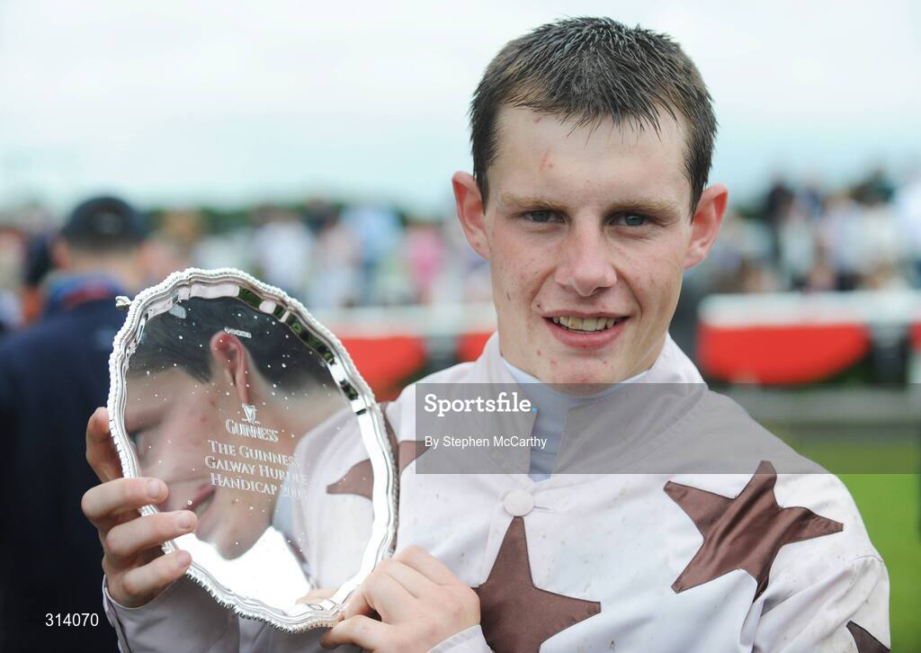 31 July 2008; Jockey Paul Townend after winning the Guinness Galway Hurdle Handicap onboard Indian Pace. Galway Racing Festival - Thursday, Ballybrit, Co. Galway. Picture credit: Stephen McCarthy / SPORTSFILE