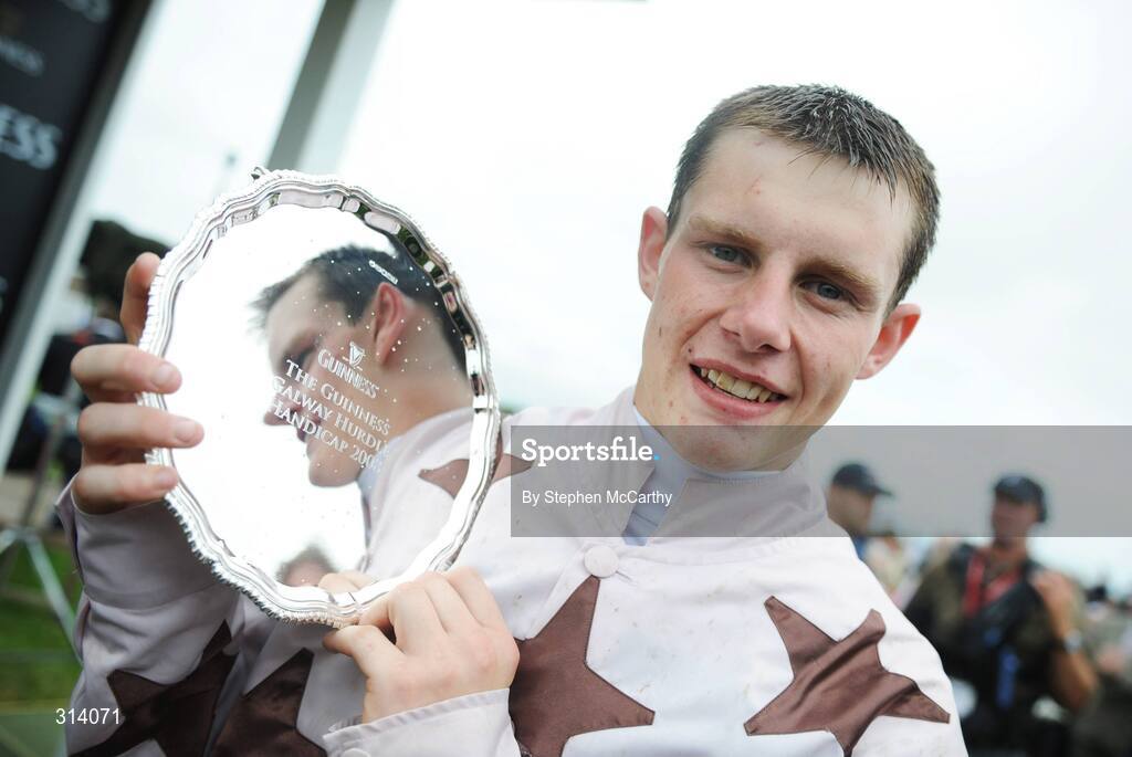 31 July 2008; Jockey Paul Townend after winning the Guinness Galway Hurdle Handicap onboard Indian Pace. Galway Racing Festival - Thursday, Ballybrit, Co. Galway. Picture credit: Stephen McCarthy / SPORTSFILE
