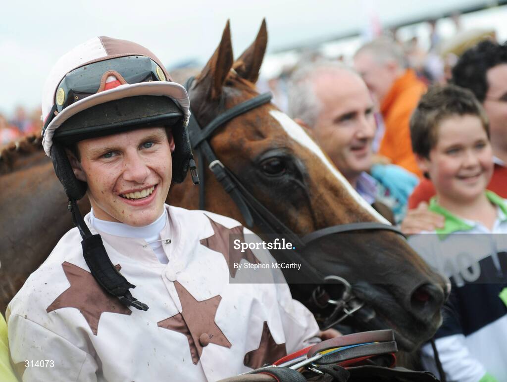 31 July 2008; Jockey Paul Townend after winning the Guinness Galway Hurdle Handicap onboard Indian Pace. Galway Racing Festival - Thursday, Ballybrit, Co. Galway. Picture credit: Stephen McCarthy / SPORTSFILE