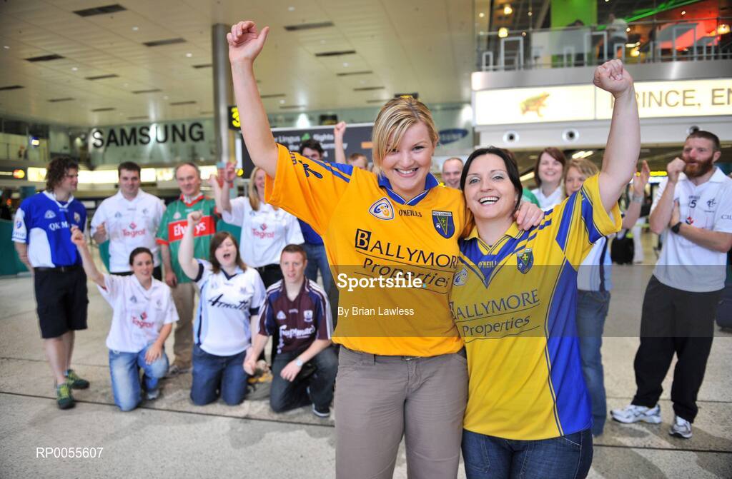 25 July 2008; Sarah Leydon, left, and Denise King, from Roscommon, at Dublin Airport before travelling to New York to take part in the New York City Half Marathon. Team NY32, which is made up of representatives from counties all over Ireland are on their way to the New York City Half Marathon to help raise funds for Special Olympics Ireland to recruit more athletes into the programme around the country. Dublin Airport, Dublin. Picture credit: Brian Lawless / SPORTSFILE
