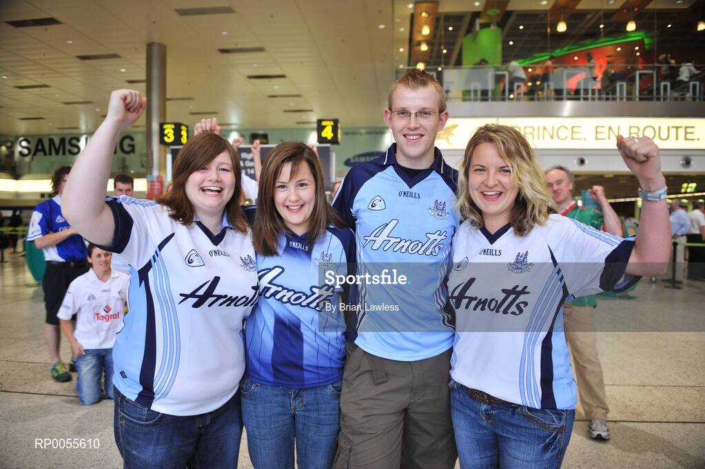 25 July 2008; Lorna Collins, from Howth, Brenda McManus, from Howth, Gary Grimes, from Naul, and Fionnuala O'Hara, from Donabate, at Dublin Airport before travelling to New York to take part in the New York City Half Marathon. Team NY32, which is made up of representatives from counties all over Ireland are on their way to the New York City Half Marathon to help raise funds for Special Olympics Ireland to recruit more athletes into the programme around the country. Dublin Airport, Dublin. Picture credit: Brian Lawless / SPORTSFILE