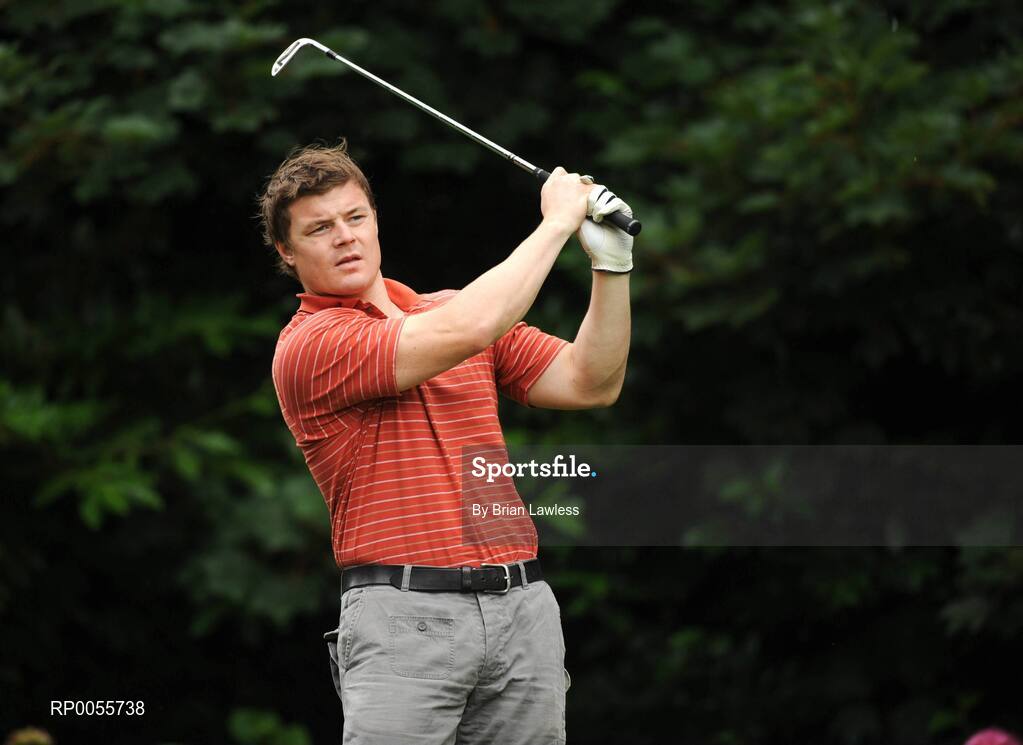 29 July 2008; Brian O'Driscoll watches his tee shot from the 1st tee box during the BT IRUPA Rugby Players Golf Classic. Elm Park Golf Club, Dublin. Picture credit: Brian Lawless / SPORTSFILE