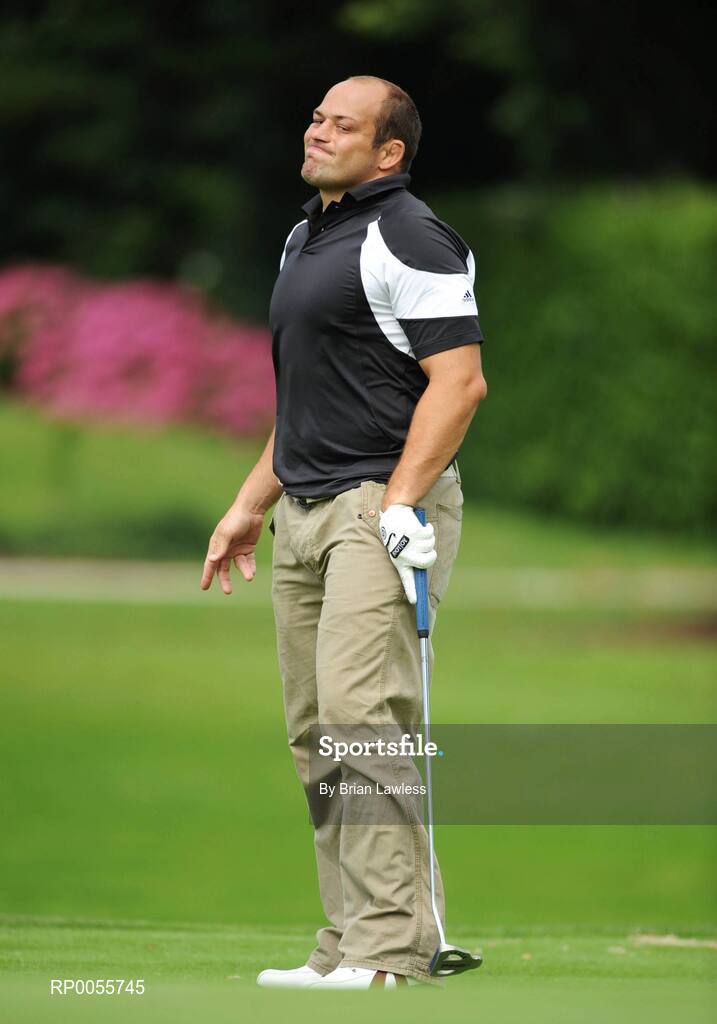 29 July 2008; Rory Best reacts to his putt on the 1st green during the BT IRUPA Rugby Players Golf Classic. Elm Park Golf Club, Dublin. Picture credit: Brian Lawless / SPORTSFILE
