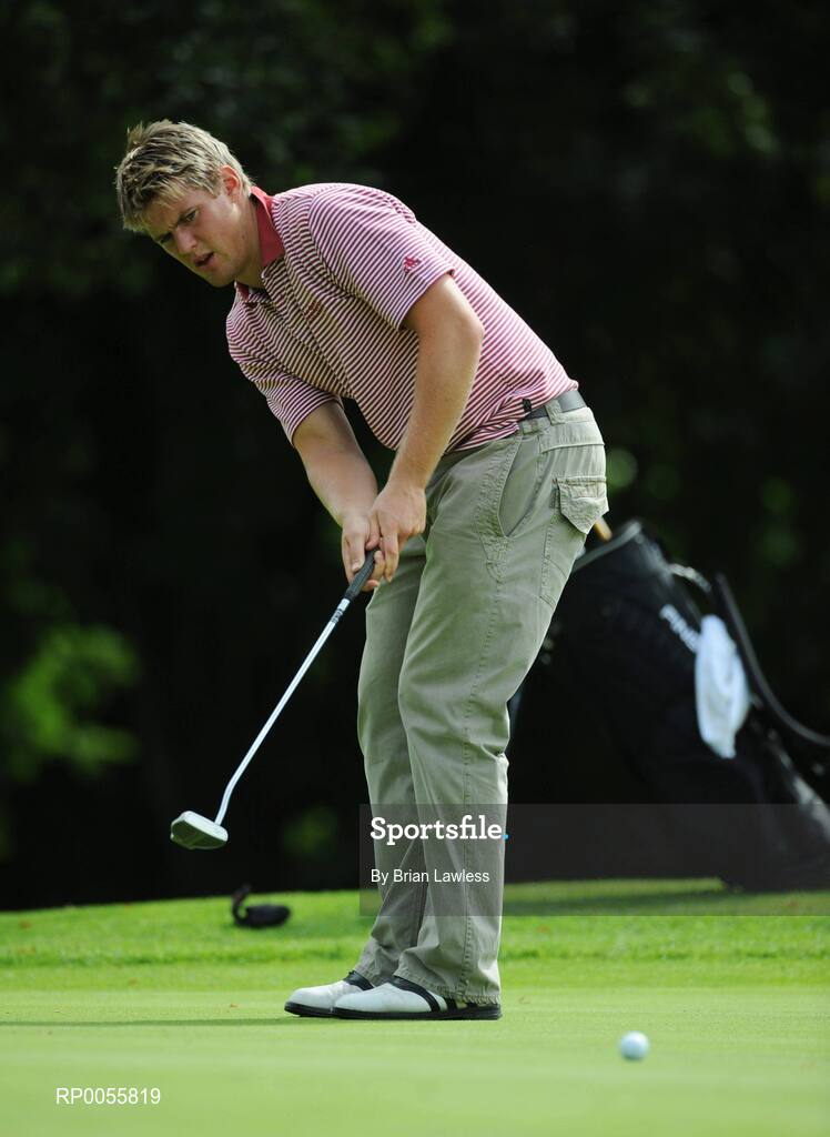 29 July 2008; Niall O'Connor watches his putt on the first green during the BT IRUPA Rugby Players Golf Classic. Elm Park Golf Club, Dublin. Picture credit: Brian Lawless / SPORTSFILE