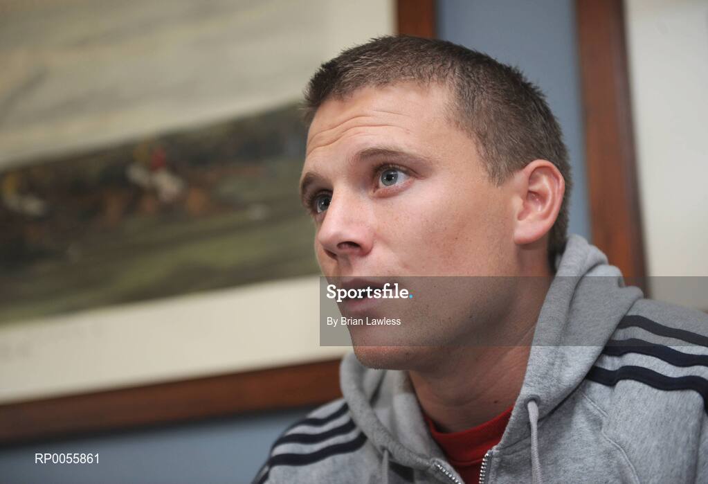 31 July 2008; The 9th annual MBNA Kick Fada competition was launched at Herbert Park, over 20 Inter-County Gaelic Football stars are set to compete for the prestigious All-Ireland title at the 2008 MBNA Kick Fada Final, which takes place on Saturday 13th at Bray Emmets GAA Club. Reigning champion John Brennan, from Carlow, will be back to defend his title after winning with a kick of 67 metres. Speaking at the launch is Dublin master free taker Tomas Quinn. Herbert Park Hotel, Ballsbridge, Dublin Picture credit: Brian Lawless / SPORTSFILE